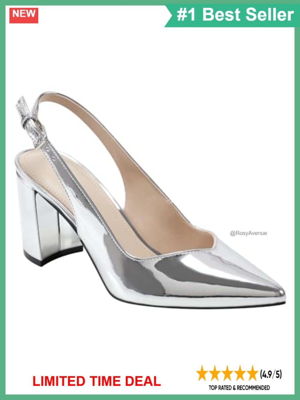 Pointy Toe Slingback Block Heel Dress Pump